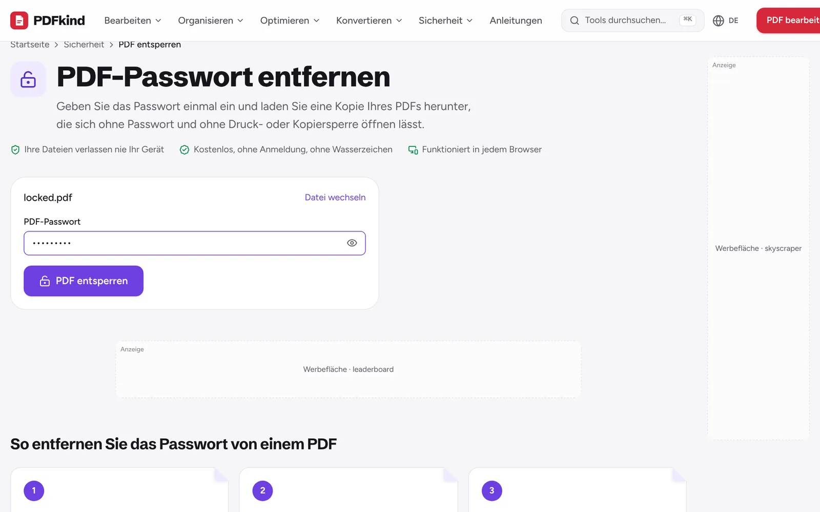 PDF entsperren öffnen