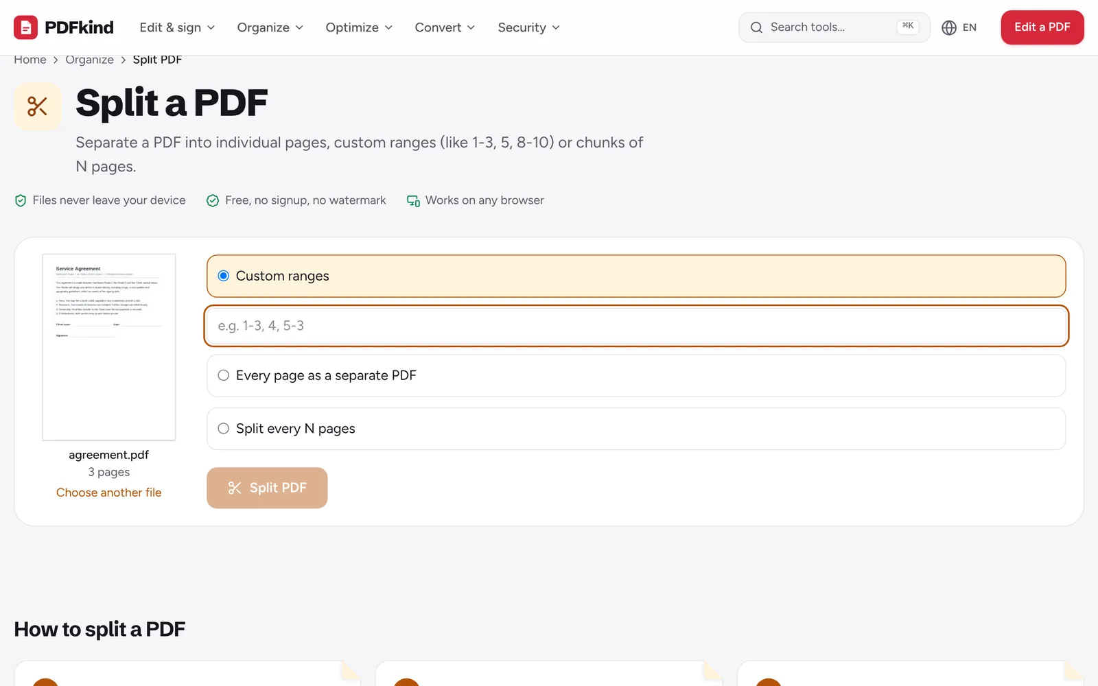Open Split PDF