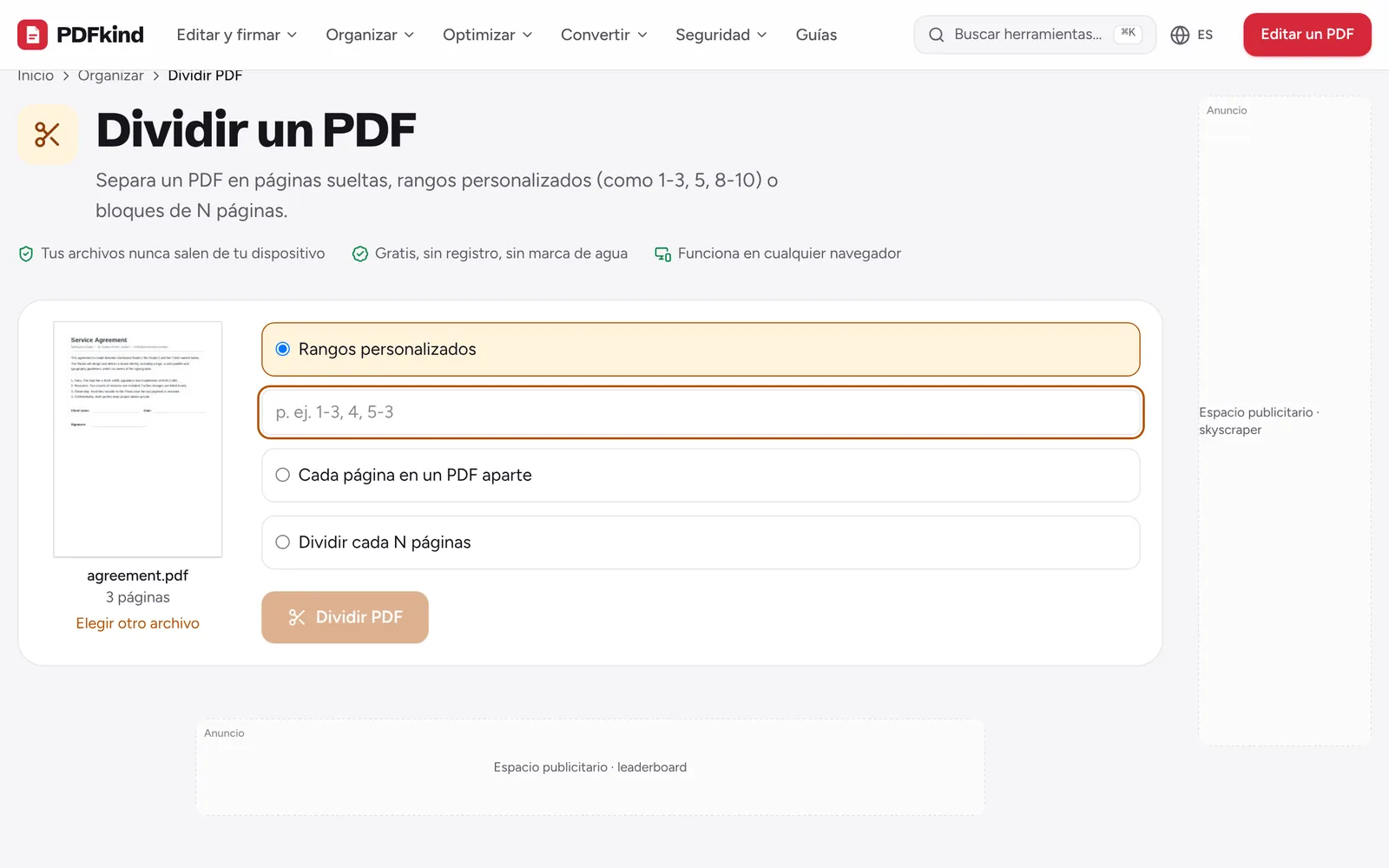 Abrir Dividir PDF